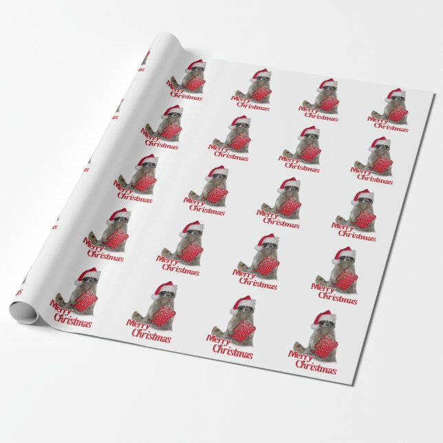 Papier Cadeau Christmas Raccoon Bandit - Joyeux Noël (Déroulé)