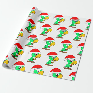 Papier Cadeau Christmas Santa Parrot Bird Animal Wrapping Paper