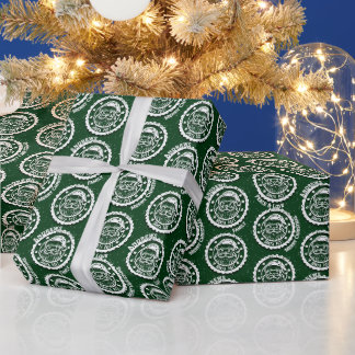 Papier Cadeau Christmas Santa Post Customizable on Green