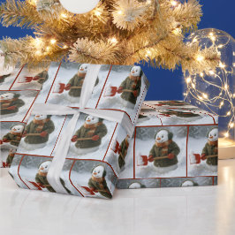 Papier Cadeau Christmas Snowman Shoveling Snow