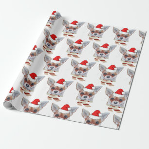 Papier Cadeau Christmas Tan Chihuahua Santa Hat