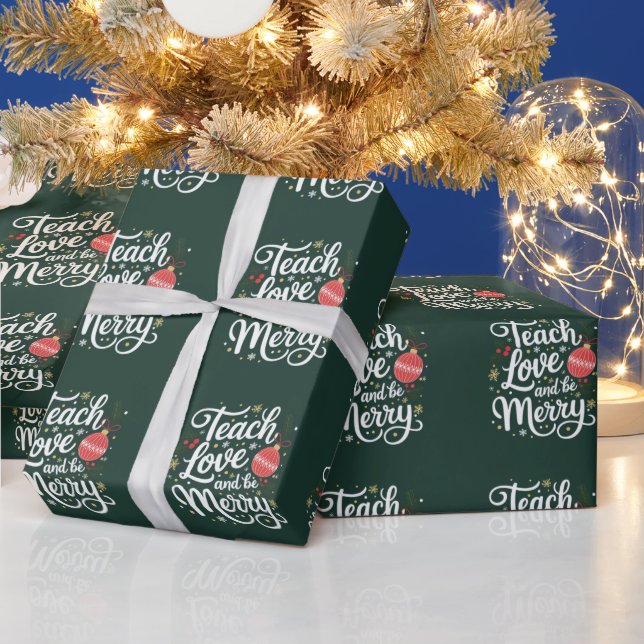 Papier Cadeau Christmas Teach Love & Be Merry Funny Teacher Cade (Vacances)