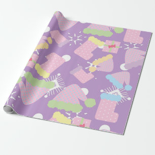 Papier Cadeau Christmas Things Pastel Purple Motif