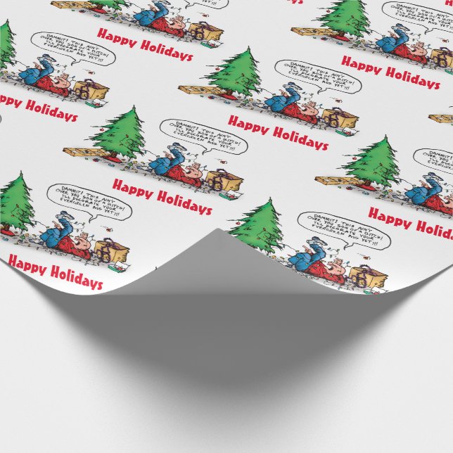 Papier Cadeau Christmas Tree Fight Drôle Drôle Cartoon Cadeau (Coin)