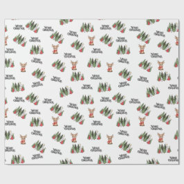 Papier Cadeau Christmas Trees & Reindeer Wrapping Paper