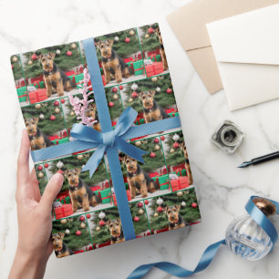 Papier Cadeau Christmas Welsh Terrier Avec Cadeaux
