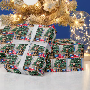 Papier Cadeau Christmas Welsh Terrier Avec Cadeaux