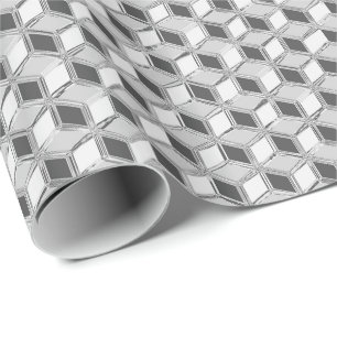 Papier Cadeau Chrome 3-d boîtes - gris argent
