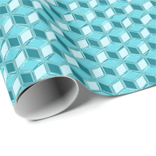 Papier Cadeau Chrome 3-d boîtes - turquoise / aqua
