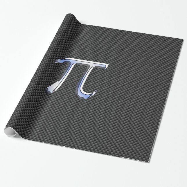 Papier Cadeau Chrome Argent Comme Symbole Pi sur Fibre de Carbon (Déroulé)