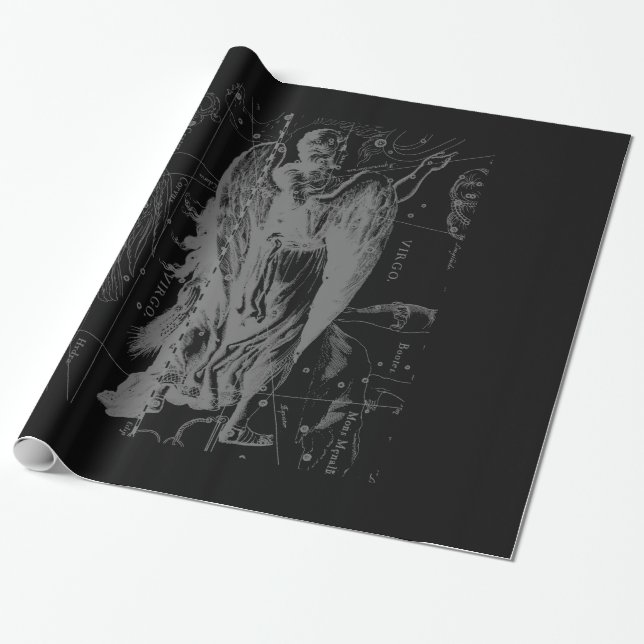 Papier Cadeau Chrome comme Virgo Zodiac Connexion Black Hevelius (Déroulé)
