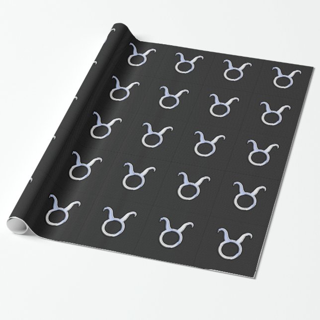 Papier Cadeau Chrome Like Taurus Zodiac Sign on Black Snake Skin (Déroulé)