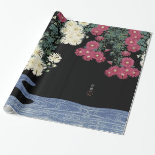 Papier Cadeau Chrysanthèmes, Eau courante, Floral japonais