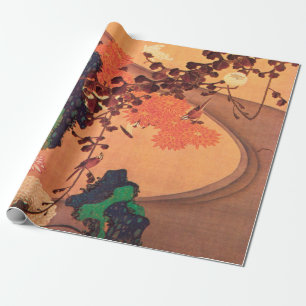 Papier Cadeau Chrysanthèmes par un ruisseau avec des rochers (1