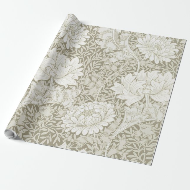 Papier Cadeau Chrysanthemum Ivory, William Morris (Déroulé)