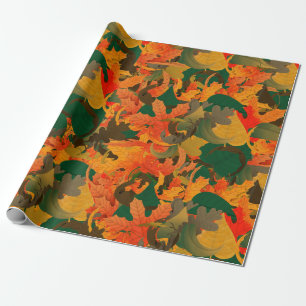 Papier Cadeau Chute du Motif Feuille pour l'automne