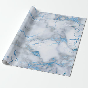 Papier Cadeau Ciel bleu blanc Marbre gris brosses brillantes