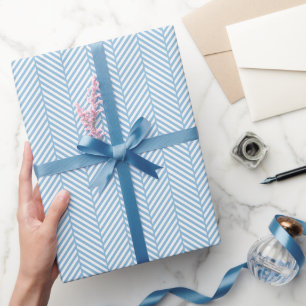 Papier Cadeau Ciel bleu et blanc Herringbone
