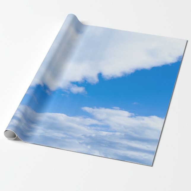 Papier Cadeau Ciel bleu et nuages blancs (Déroulé)