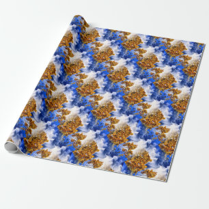 Papier Cadeau Ciel Bleu Et Nuages Motif D'Art Abstrait
