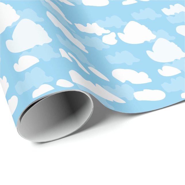 Papier Cadeau Ciel bleu nuages (Coin rond)