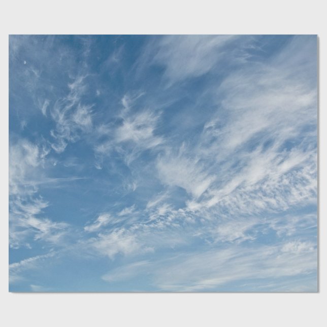 Papier Cadeau Ciel bleu nuages blancs éparpillés (Plat)
