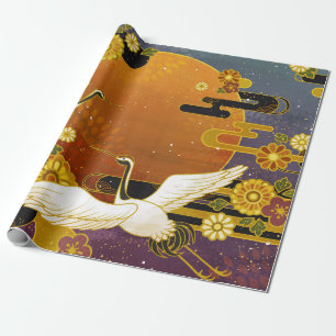 Papier Cadeau Ciel coloré de la grue japonaise patte d'illustrat