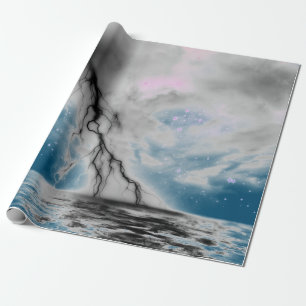 PAPIER CADEAU CIEL DE NUIT AVEC LUMIÈRE NOIRE BLUE SEA CADEAU WR