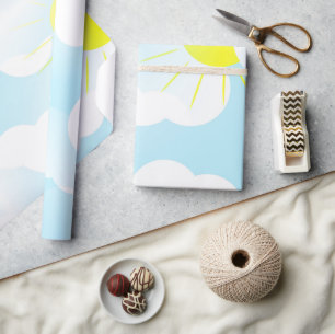 Papier Cadeau Ciel d'été bleu soleil avec nuages Occasion spécia