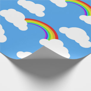 Papier Cadeau Cieux de bleus et arcs-en-ciel - enveloppe de