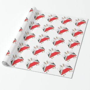 Papier Cadeau Cigogne blanche polonaise