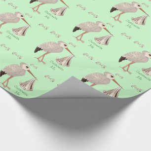 Papier Cadeau Cigogne classique 1 (neutre) (baby shower)