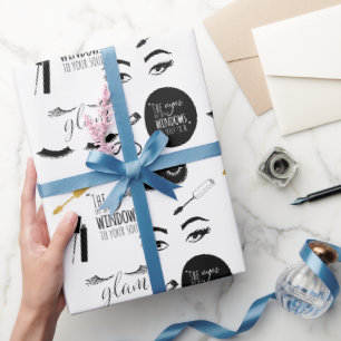 Papier Cadeau Cils Noir Or Glam Anniversaire
