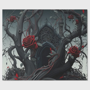 Papier Cadeau Cimetière gothique Jardin Rose
