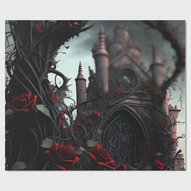 Papier Cadeau Cimetière gothique Jardin Rose (Plat)