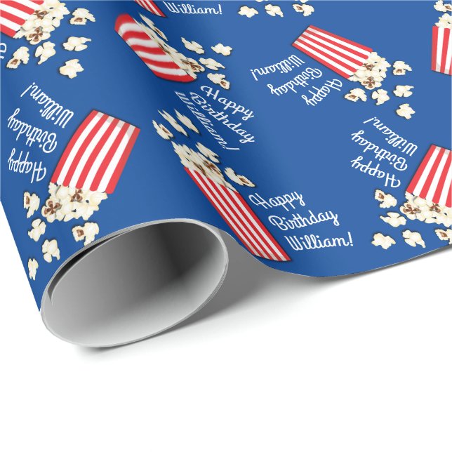 Papier Cadeau Cinéma Popcorn fête d'anniversaire (Coin rond)