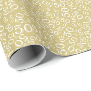 Papier Cadeau cinquantième Or de motif de nombre d'anniversaire