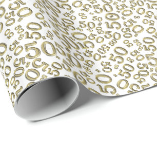 Papier Cadeau cinquantième Or de motif de nombre d'anniversaire