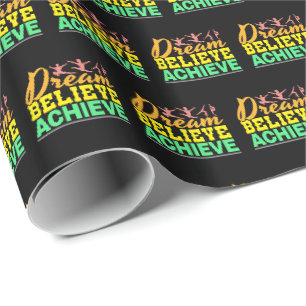 Papier Cadeau Citation de Dream Believe - Gymnastique féminine