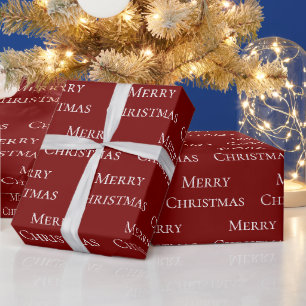 Papier Cadeau Citation de Noël Joyeux Blanc Rouge