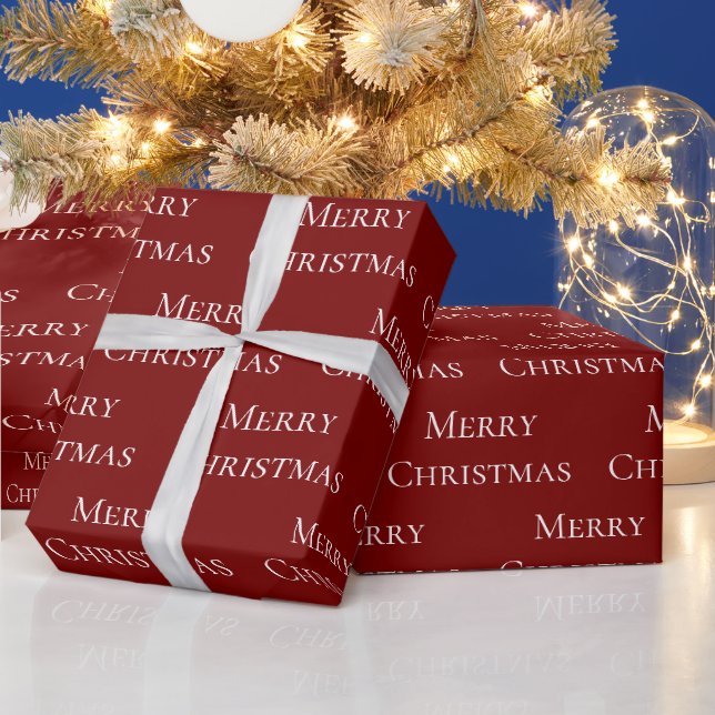 Papier Cadeau Citation de Noël Joyeux Blanc Rouge (Vacances)