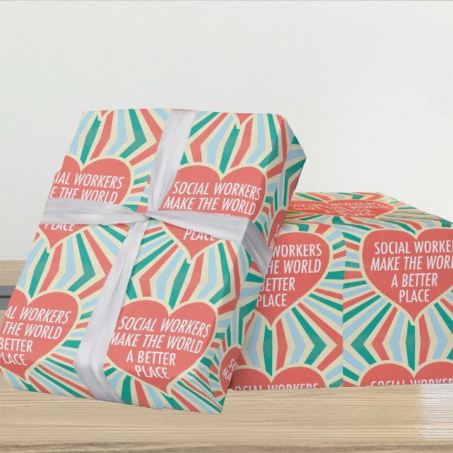 Papier Cadeau Citation de travail social inspirationnel Coeur Co (Créateur téléchargé)