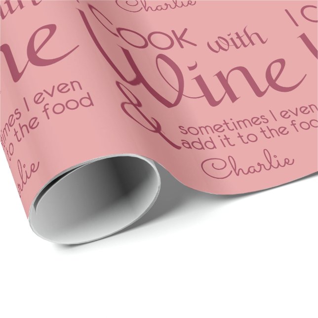 Papier Cadeau Citation de vin papier d'emballage de nom personna (Coin rond)