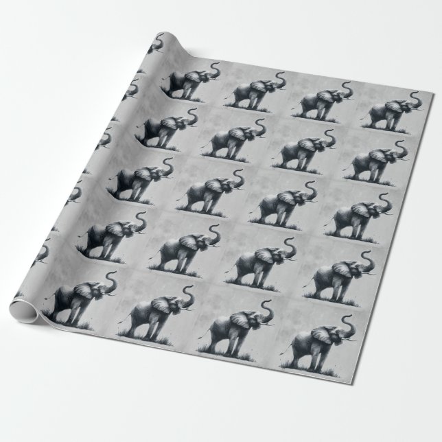 Papier Cadeau Citation d'éléphant amusant Art animal (Déroulé)