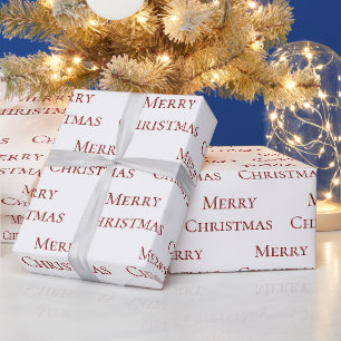 Papier Cadeau Citation rouge sur blanc Joyeux Noël
