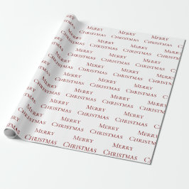 Papier Cadeau Citation rouge sur blanc Joyeux Noël