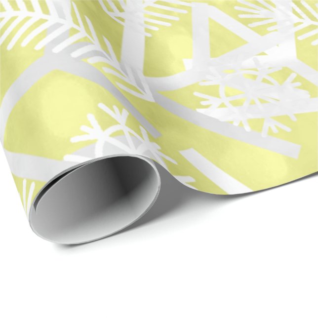 Papier Cadeau Citron jaune Parties scintillant Noël Flambeaux de (Coin rond)