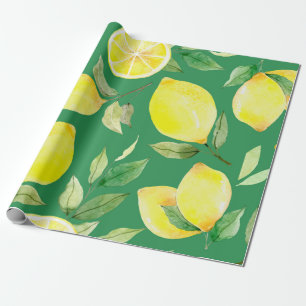 Papier Cadeau citron, motif d'aquarelle, arrière - plan, fruit, 
