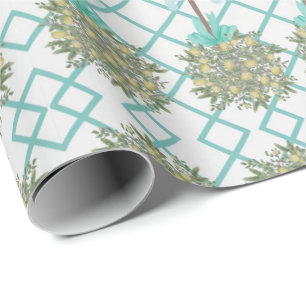 Papier Cadeau Citron turquoise Topiary Robin's Egg Blue