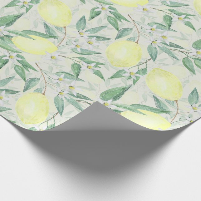 Papier Cadeau citrons d'eau et agrumes de fruits nature jaune fr (Coin)